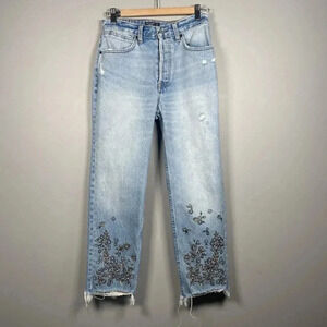 Abercrombie Fitch Annie Ankle Straight High Rise Light 27/4 Jeweled Embellished